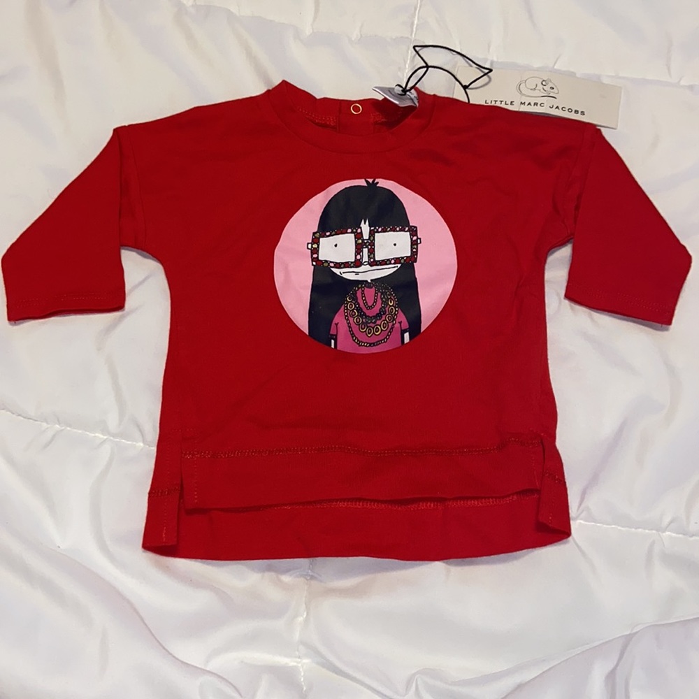 Little Marc Jacobs miss marc long sleeve t shirt red baby girls 3M